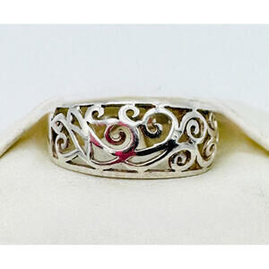 Vintage NF Sterling silver scrolling filigree cut out ring    sz 7